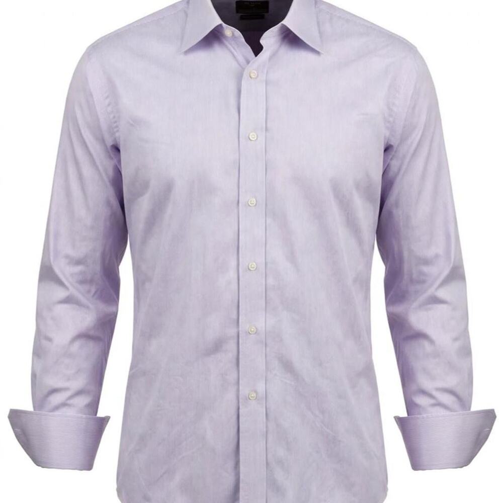 Neiman Marcus Ike Behar Dress Shirt 17 35 Lavender Stripe French Cuff